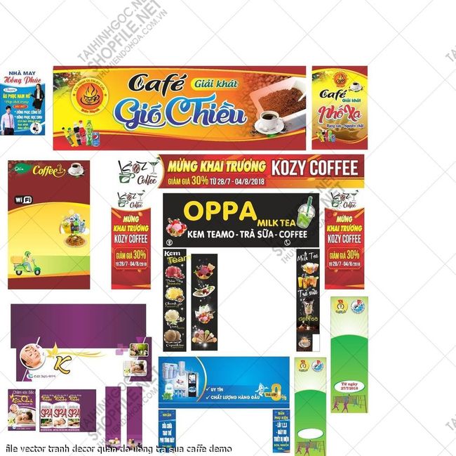 file bang hieu bien hieu ca phe vector tranh decor quan do uong tra sua caffe